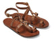 Miner ankle strap leather sandals in tan - angle shot