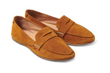 Moorhen suede loafer in caramel - angle shot