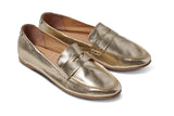 Moorhen leather loafers in gold - product angle shot