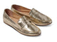 Moorhen leather loafers in gold - product angle shot