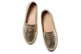 Moorhen leather loafers in gold - product top shot