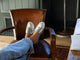 Woman wearing Moorhen leather loafers in silver with jeans