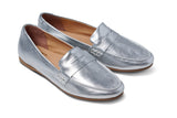 Moorhen leather loafers in silver - angle shot