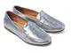 Moorhen leather loafers in silver - angle shot