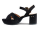 Partybird platform heeled sandals in black - product side shot