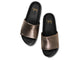 Pelican leather platform sandal in bronze/black - top shot