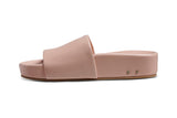 Pelican leather platform sandals in blush - product side shot