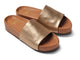 Pelican leather platform sandal in gold/honey - angle shot