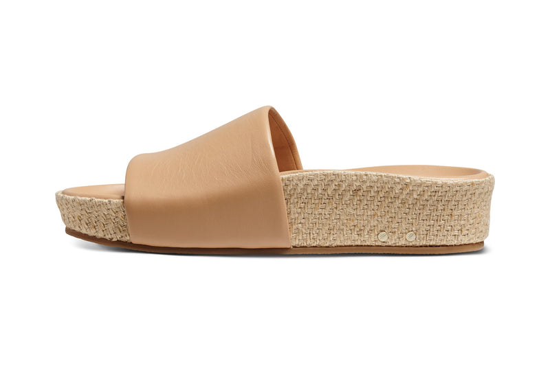 Pelican Jute platform slide sandal in beach - product side shot