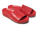 Pelican leather platform slide sandals in lipstick - product angle shot