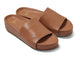 Pelican leather platform sandal in tan - angle shot