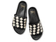 Pelican Woven leather slide sandal in eggshell/black - product top shot