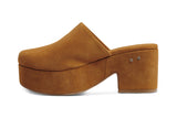 Petrel suede platform heel in caramel - side shot