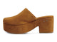 Petrel suede platform heel in caramel - side shot