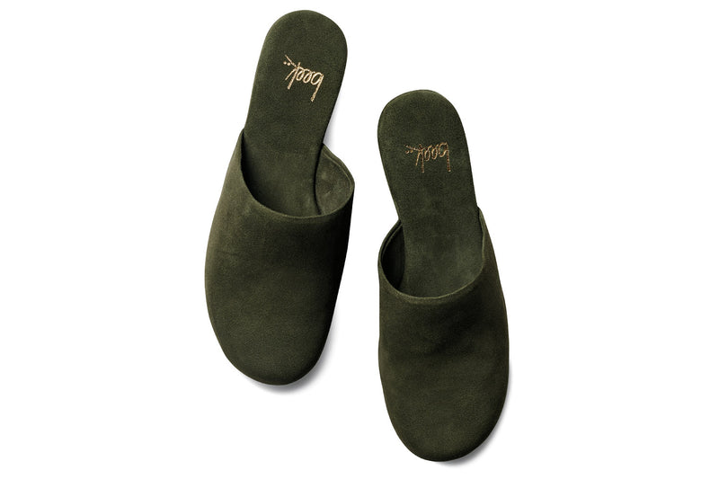 Petrel suede platform heel in moss - top shot