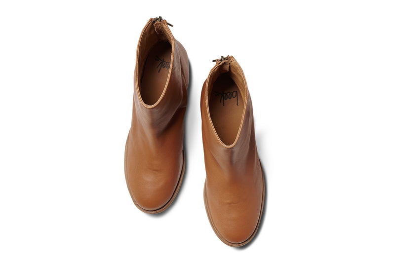 Pheasant leather boots in cognac - product top shot