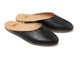 Phoebe leather ballet mule in black - product angle shot