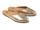 Phoebe leather ballet mule in gold - product angle shot