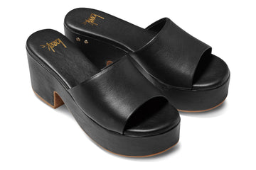 Prinia leather platform heel sandal in black - angle shotPrinia leather platform heel sandal in black - angle shot