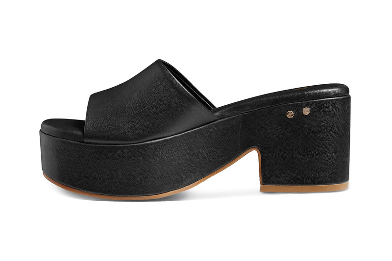 Prinia leather platform heel sandal in black - angle shotPrinia leather platform heel sandal in black - side shot