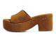 Prinia suede platform heel sandal in caramel - side shot