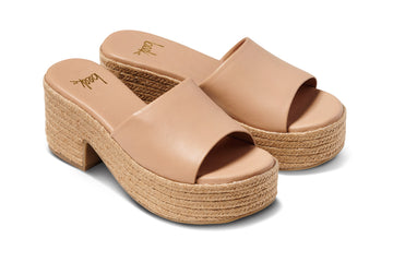 Prinia Jute platform heel sandal in beach - product angle shot