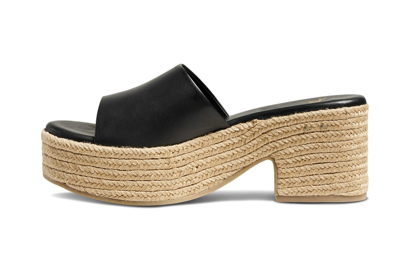 Prinia Jute platform heel in black - product side shot