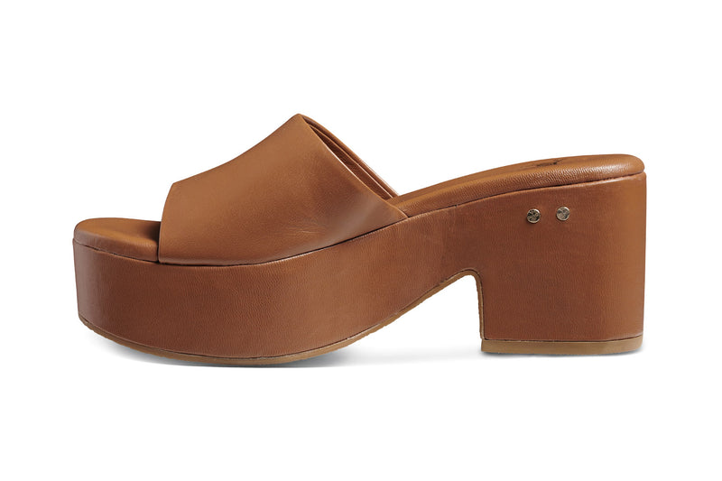 Prinia leather platform heel sandal in black - angle shotPrinia leather platform heel sandal in tan - side shot