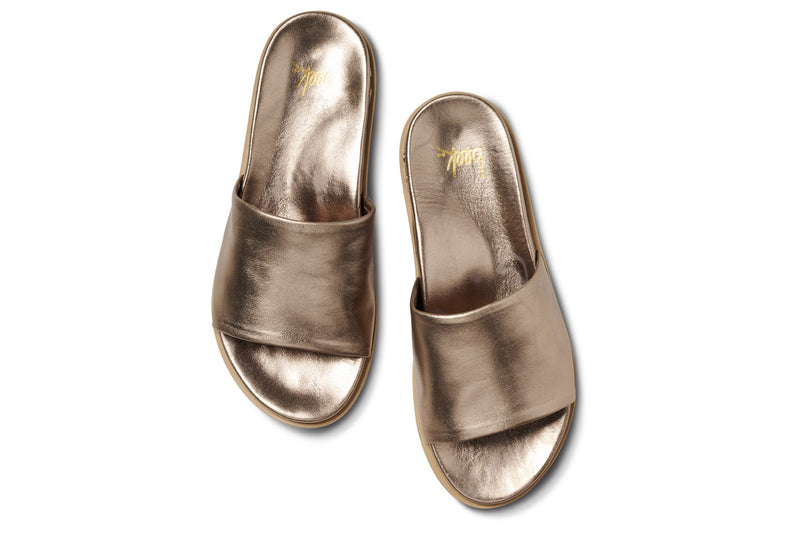 Starling leather slide sandal in bronze - product top shot