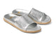 Starling leather slide sandal in silver - product angle shot