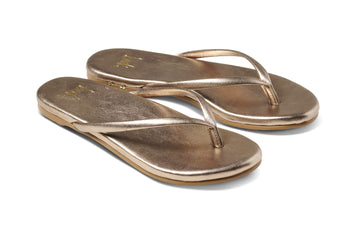 Sunbeam leather flip flop sandal in bronze - product angle shot