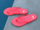 Sunbeam leather flip flop sandal in cherry by the pool