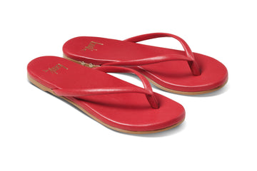 Sunbeam leather flip flop sandal in lipstick - product angle shot