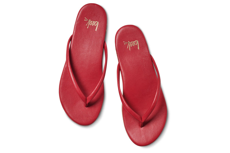 Sunbeam leather flip flop sandal in lipstick - product top shot