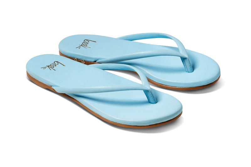 Sunbeam leather flip flop sandals in sky - product angle shot