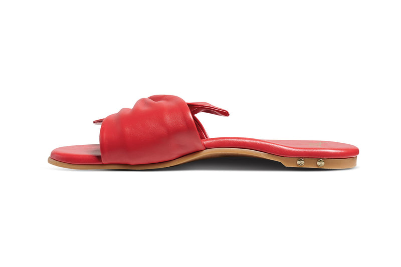 Sweetbird leather slide sandal in lipstick - product side shot