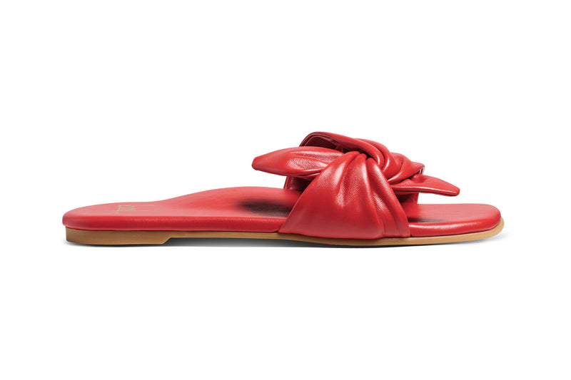 Sweetbird leather slide sandal in lipstick - product outer side shot