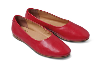 Swiftlet leather ballet shoe in lipstick - angle shot