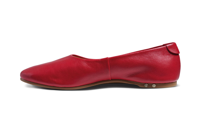 Swiftlet leather ballet shoe in lipstick - side shot