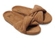 Tesia suede slide sandal in almond - angle shot