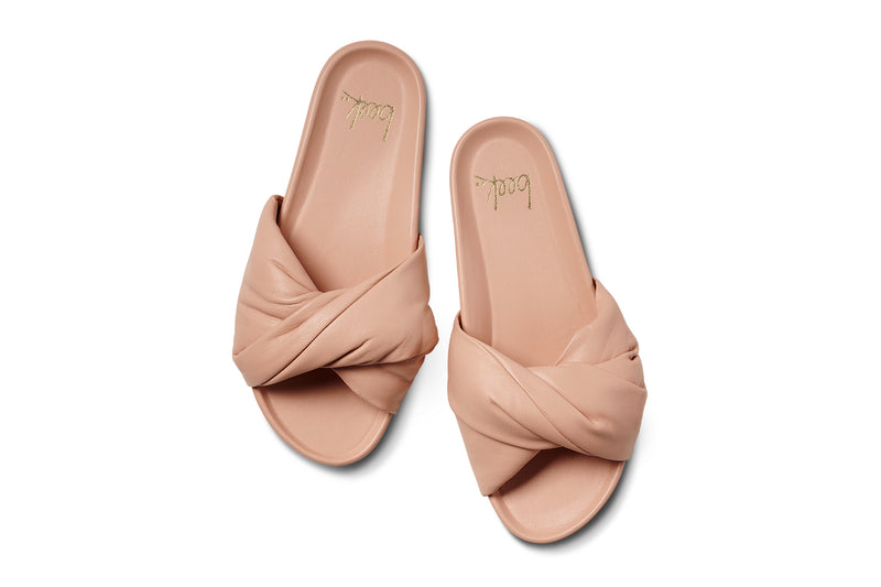 Tesia leather slide sandal in blush - product top shot