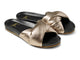 Tesia leather slide sandal in bronze/black - product angle shot