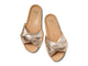 Tesia leather slide sandal in gold/beach - product top shot