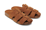 Tody suede slide sandal in chestnut - angle shot