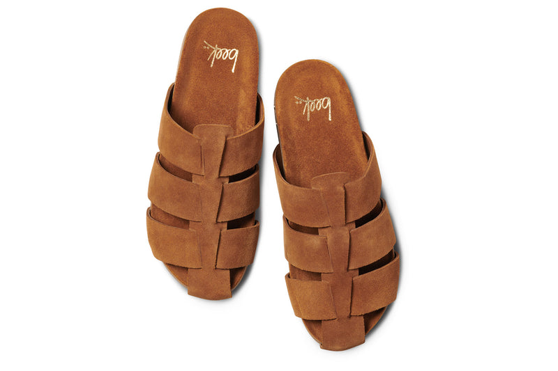 Tody suede slide sandal in chestnut - top shot