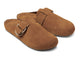 Vulture suede mules in chestnut - product angle shot