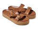 Warbler leather slide sandal in tan - product angle shot