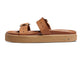 Warbler leather slide sandal in tan - product side shot