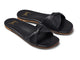 Whipbird leather slide sandal in black - angle shot