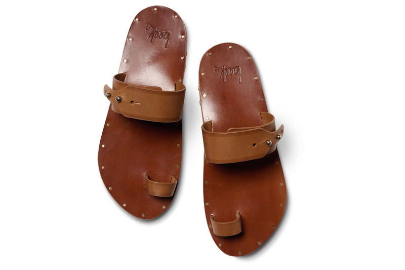 Whistler leather toe-ring sandal in cognac - top shot